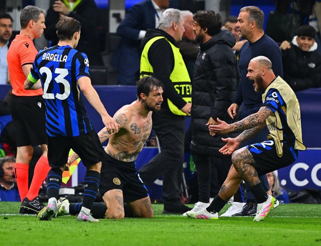 Inter Barcelona Champions League Finale Rezultat 4-3 Lautaro Martinez Hakan Çalhanoglu Garcia Olmo Raphinha Acerbi Davide Frattesi San Siro Përmbysje Gola Spektakël PSG Arsenal